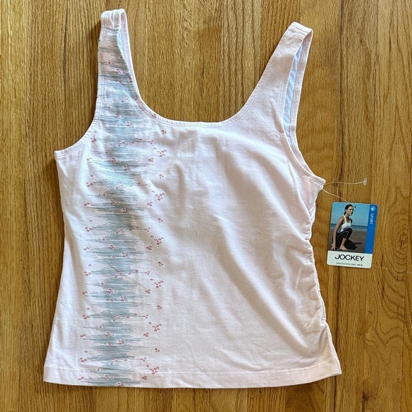 Jockey Tops - NEW Jockey Pink Cotton Knit Tank Top with Shelf Bra Women's XL